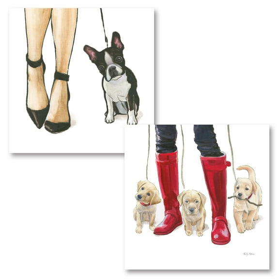 Gango Home Decor Contemporary Furry Fashion Friends I & II by Emily Adams (Printed on Paper); Two 12x12in Unframed Paper Posters