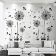 thumbnail image 4 of Pegatinas de pared de diente de león y mariposa Decoración de pared para dormitorio Sala de estar Oficina (negro), 4 of 5