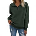 thumbnail image 2 of Uootdi Women's Half Zip Quilted Long Sleeve Sweatshirts Blouses for Women Dressy Casual Gift Crew Neck Pullover Tops Textured So lid, 2 of 6