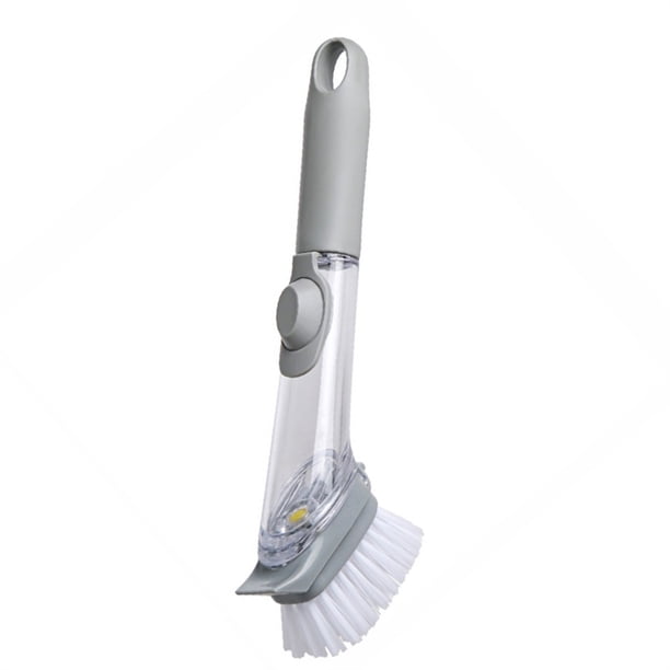 Bewildely Cepillo para platos de mango largo, fregador de mano recargable con dispensador, accesorios de fregado Manual para de baño Suministros de limpieza para el hogar con 1 pieza de cabeza Bewildely HA062231-01B