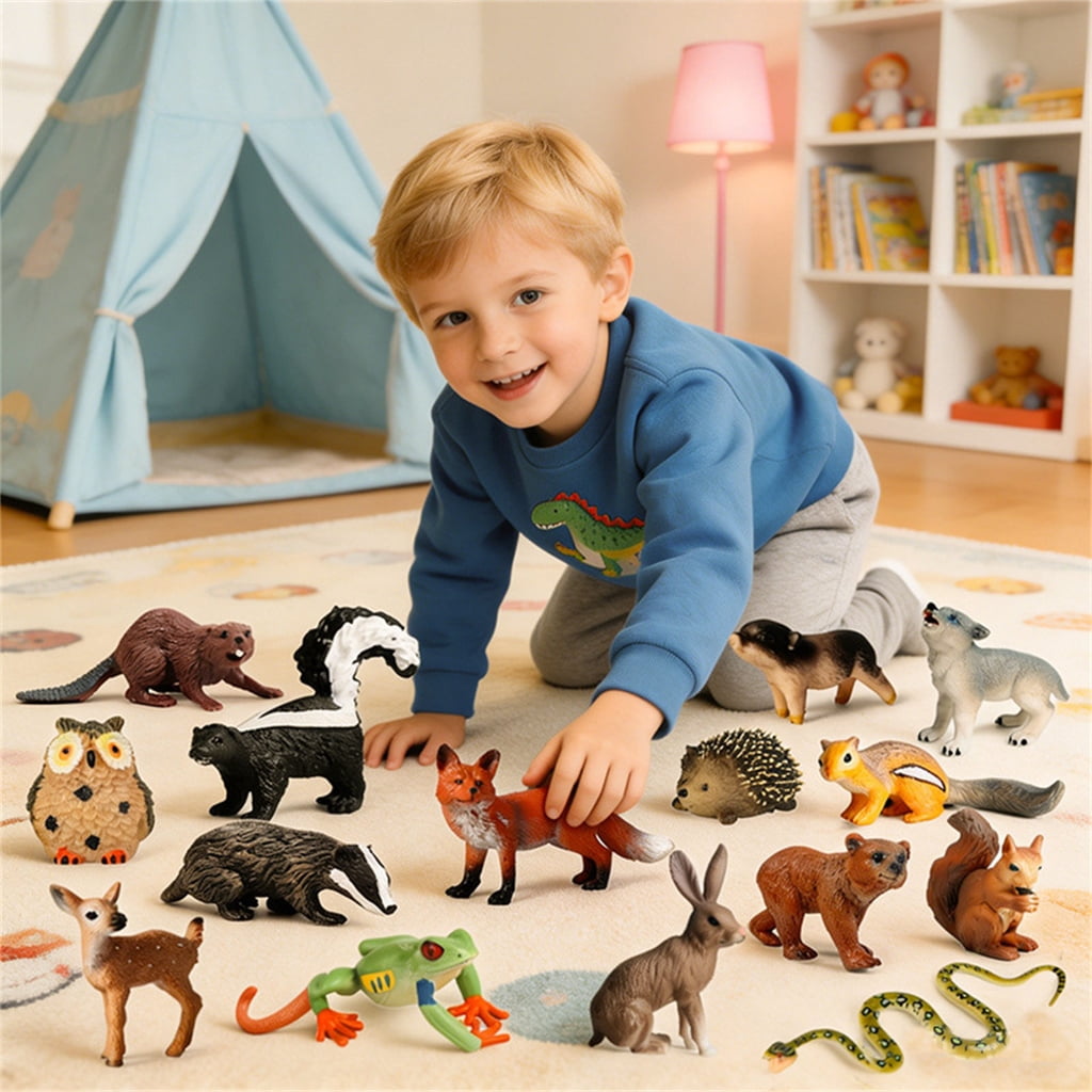 Miiottaa Realistic Forest Animal Figures Set Plastic Wildlife Models For Kids Education Decor