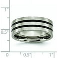 thumbnail image 6 of Chisel Titanium Polished Black Enamel Grooved 8.2mm Flat Band - Ring Size 12.5, 6 of 8