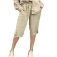thumbnail image 2 of mfyjkho Pantalones Cortos De Entrenamiento, Pantalones Casuales De Lino Con Cintura Elástica Lisa Para Mujer Con Bolsillo Pantalones Cortos Para Mujer M, 2 of 8