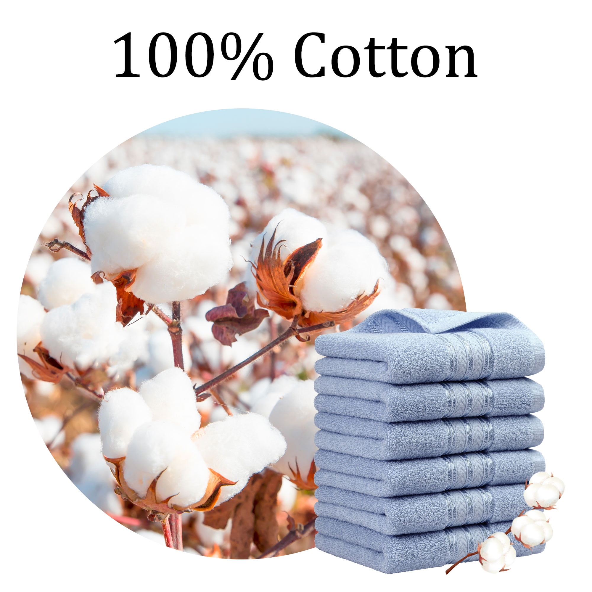 PiccoCasa 6 Pack Cotton Soft Hand Towels Set for Bathroom 13" x 29" Blue