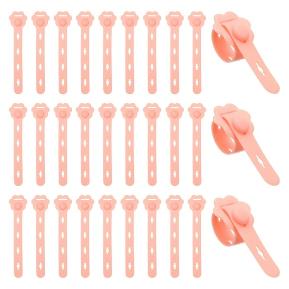Uxcell 30Pcs Silicone Cable Ties, Reusable Cord Management Organizer, Pink