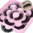 thumbnail image 2 of Half Lashes Natural Look Wispy False Eyelashes Mink 3/4 Corner Lashes Clear Band Fake  7 Pairs Multipack by Eefofnn, 2 of 14