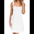 thumbnail image 1 of Robe Mini Sans Manches 2025 pour Femmes Dos Nu à Nouer Col Carré Courte Robe de Soirée Crème Blanc TG, 1 of 10