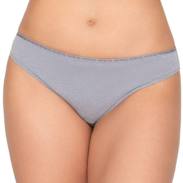 Bikini Fruit Of The Loom para Dama, con Bies Liso Gris Talla CH