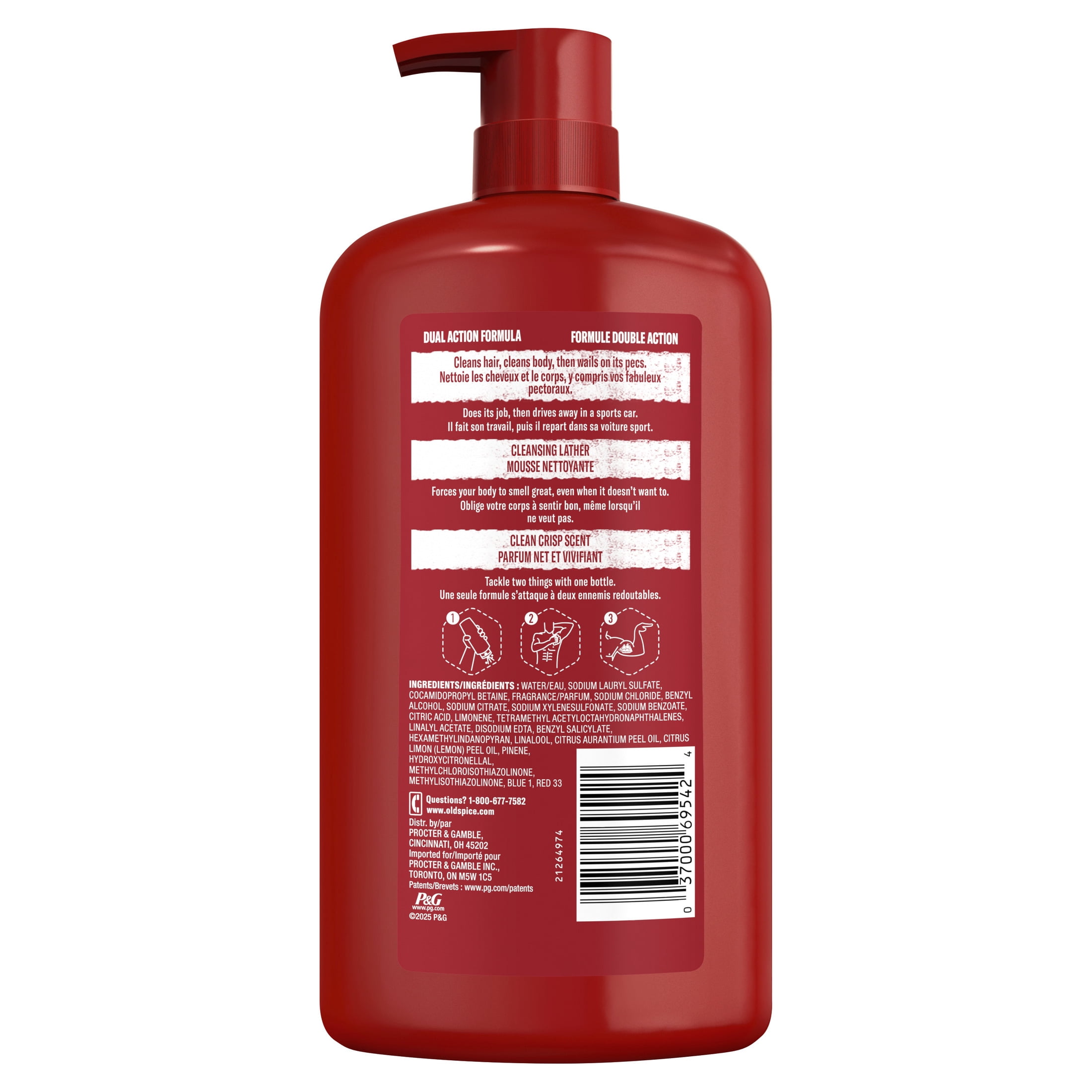 Old Spice Hair & Body Wash for Men, Crisp, 24/7 Shower Fresh, 33.4 fl oz
