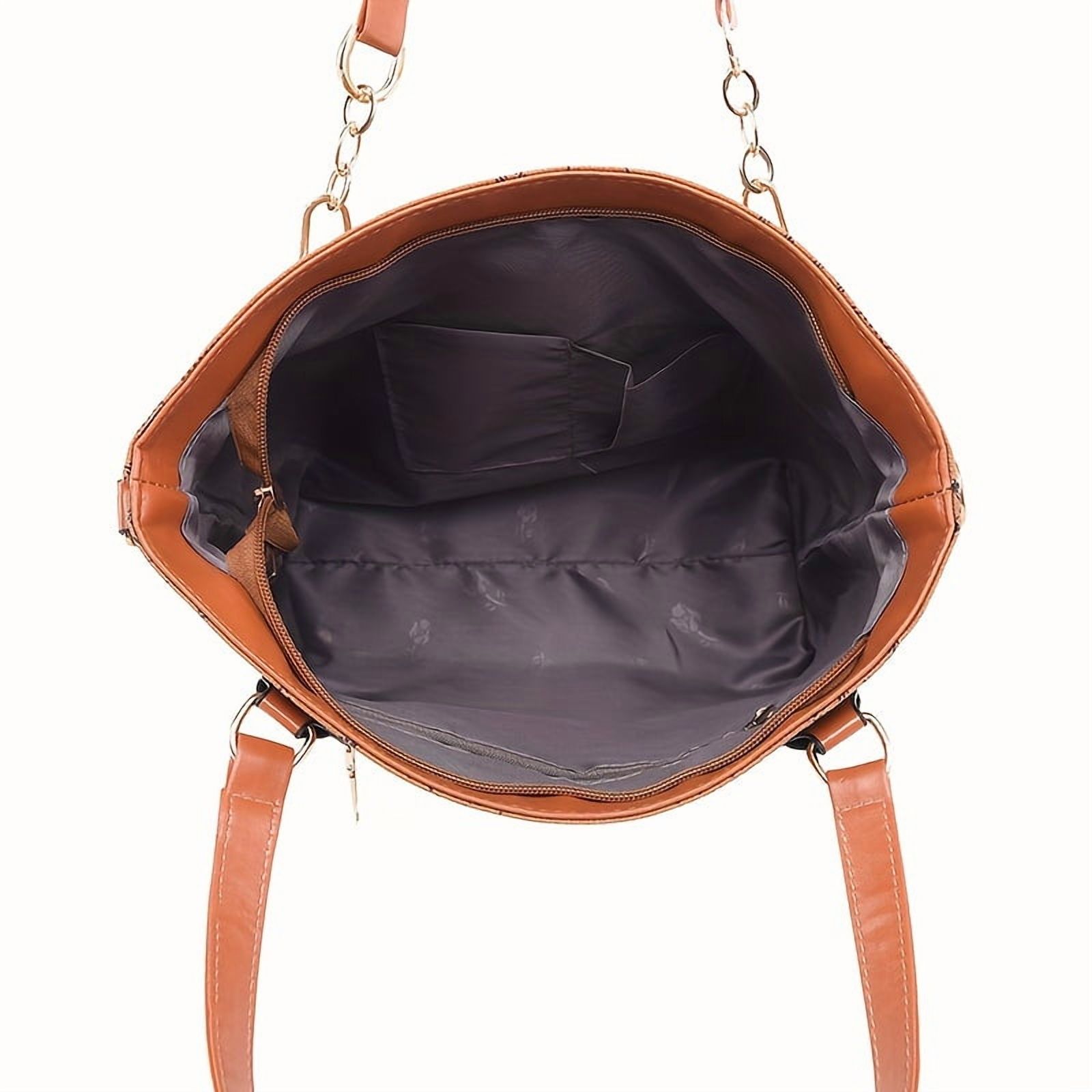 6PCS/Set Leather Handbags, Womens Handbags Tote Bags Shoulder Bag Purses Satchel Bag Top-Handle Handbag Crossbody Bag Wallet Clutch, Black #1