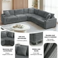 thumbnail image 6 of Harper & Bright Designs Convertible L Shaped Sectional Sofa, Corduroy Corner Couch with Armrest Storage and Cup Holders, Oversized Comfy Modular Sofa with Irregular Corner and USB, 106" Gray, 6 of 19