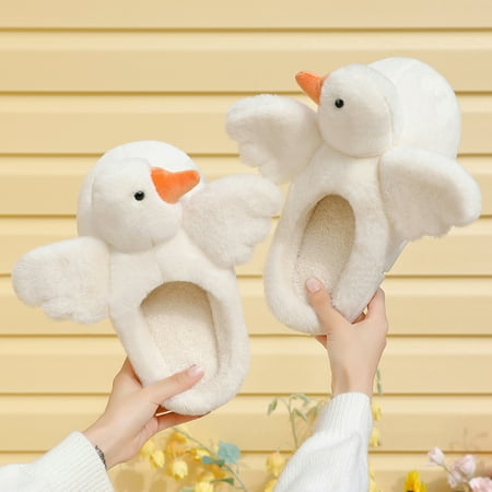 

uikmnh Warm Slippers Couples Women Slip On Furry Plush Flat Home Winter Round Toe Keep Warm Cartoon Slippers Shoes 7