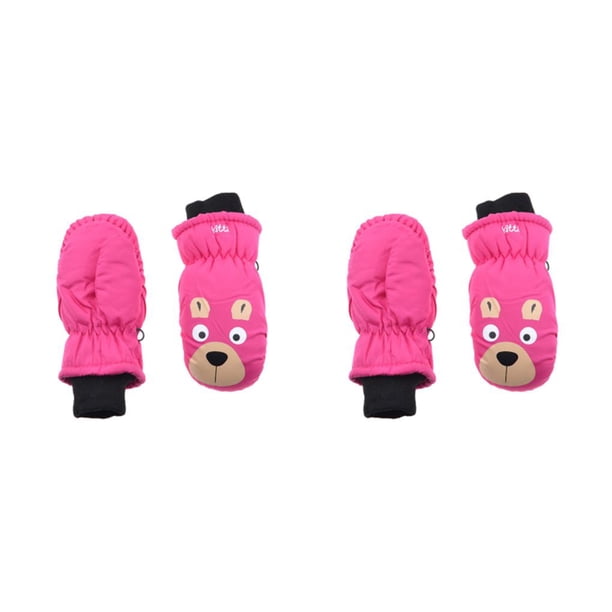 Guantes impermeables Moyic 6 pares para niños dibujos animados Rosa 2Conjunto