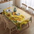 thumbnail image 2 of Beige Sunflower Handwriting Pattern Rectangle Tablecloth 60"x84",Waterproof Polyester Rectangle Table Cloth, Wipeable Spillproof Polyester Tablecloth for Dining, Camping, Indoor and Outdoor, 2 of 5