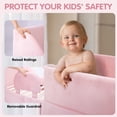 thumbnail image 3 of Toddler Bed, Toddler Floor Bed – Low-to-Ground Design with Detachable Guard Rails, Soft Upholstered Transition Bed, Standard Crib Size for kids Ages 1–6 (Pink), 3 of 9