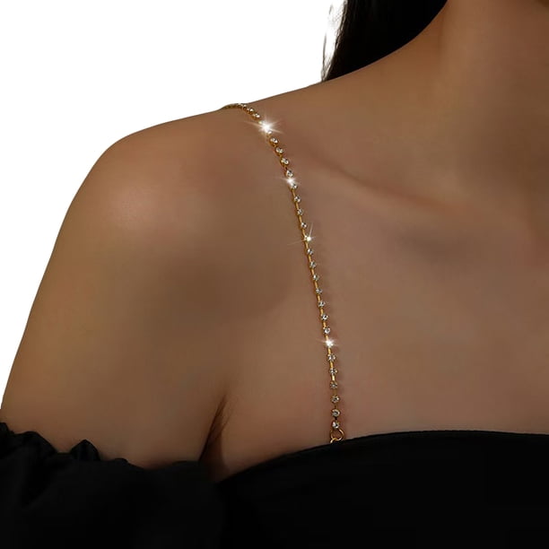 2 tiras de sujetador con diamantes de imitación, brillantes y decorativas, ajustables, para ropa interior, cadena de hombro para mujer, vestido de boda, accesorios para fiesta nupcial.