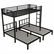 Bellemave Triple Bunk Bed Twin XL over Twin and Twin Metal Bunk Bed Convertible 3 Bunk Bed for Teens, Black