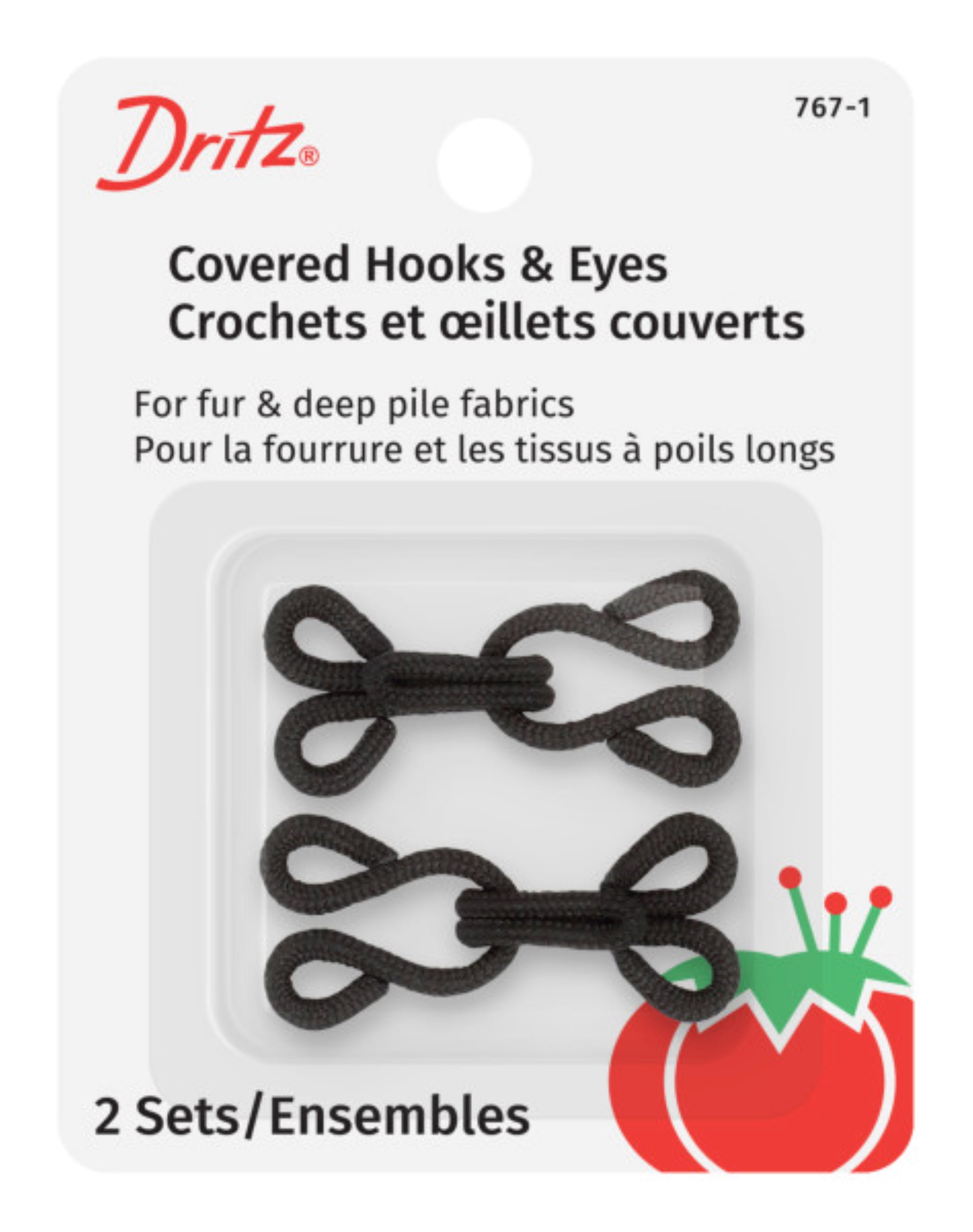 (4 pack) Dritz Covered Black Hooks & Eyes for clothing or crafting, 2 Sets