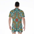 thumbnail image 2 of Teal Bohemian Mandala Pattern Short Sleeve Men'S Rompers Casual Summer Jumpsuits Outfit, 2 of 4