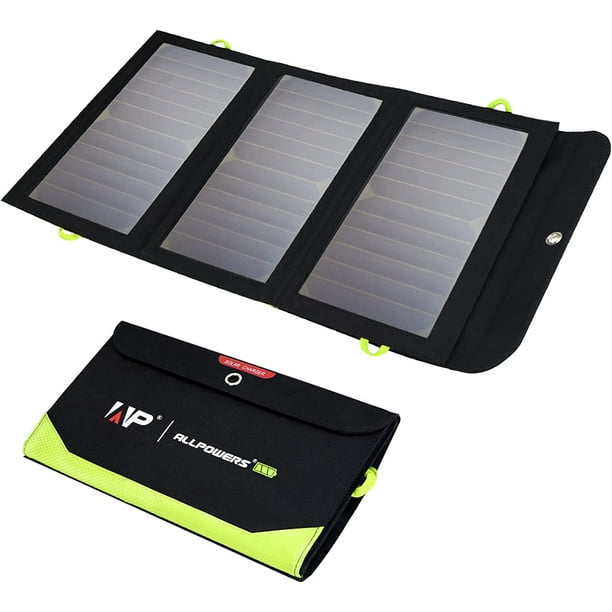 ALLPOWERS 21W Foldable Solar Panel with 10000mAh Power Bank, 3 USB