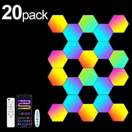 

ZHNYGE RGB Smart Hexagonal Wall Lamp Color changing Ambient Night Light DYI Shape Music Rhythm APP Game Room Bedroom Intelligent