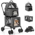 thumbnail image 1 of JJUN Double Dog Stroller for 2 Dogs, Detachable Carriers, Safety Belt, 4 Lockable Wheels, Pet Travel Carrier Strolling Cart, Folding Cat Stroller for Small Medium Pets Dogs (Gray), 1 of 18