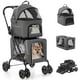 thumbnail image 1 of JJUN Double Dog Stroller for 2 Dogs, Detachable Carriers, Safety Belt, 4 Lockable Wheels, Pet Travel Carrier Strolling Cart, Folding Cat Stroller for Small Medium Pets Dogs (Gray), 1 of 18