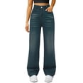thumbnail image 5 of Audhol Baggy Jeans, Woman Wide Leg Jeans High Waisted Baggy Jeans Jean Elastic Waist Stretchy Jean Straight Leg Denim Pants Straight Leg Jeans for Women Blue L, 5 of 10