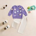 thumbnail image 2 of TOWED22 Newborn Toddler Infant Girl Clothes Fall Winter 2 Piece Outfits Long Sleeve Soft Sweatshirt + Elastic Waist Pants Set(Purple,6-12 M), 2 of 8