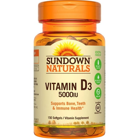 Sundown Naturals Vitamin D3 Vitamin Supplement Softgels, 5000 IU, 150 count
