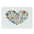 thumbnail image 1 of Sports Cutting Board, Heart with Sports Swimming Skating Muscle Lifestyle Healthy Living, Decorative Tempered Glass Cutting and Serving Board, Large Size, Multicolor, by Ambesonne, 1 of 1