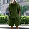 thumbnail image 6 of Jinhomg Mens Casual Summer Outfits 2 Piece Big and Tall Lounge Sets Loose Fit Comfy Short Sleeve Crew Neck T-Shirts and Elastic Drawstring Waist Shorts Army Green L, 6 of 10