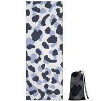Blue and Dark Blue Leopard Pattern Hot Yoga Mat Towel Non Slip for Hot Yoga - Quick-Drying Yoga Mat Cover with 4 Corner Pockets with Travel Bag - Hot Yoga Towel Non Slip 74"x26"