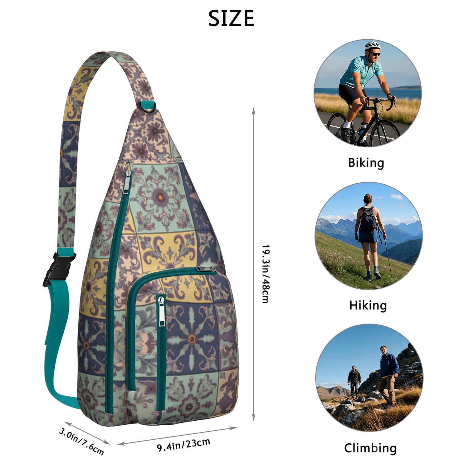 Bohemian Tribal Sling Bag Crossbody Backpack,Crossbody Sling Bag Travel Hiking Casual Daypack for Travel Outdoor Activities