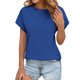 thumbnail image 1 of Tops de Verano de Mujer Suelto Ajuste Primavera Y Verano Suéter Casual Color Sólido Manga Corta Cuello Redondo, Camiseta Suelta de Poliéster, 1 of 9