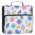thumbnail image 2 of Water-Resistant 3-Ring Binder Organizer with Multiple Pockets Zipper Binder Bag for Office Blue and Purple Flowers, 2 of 8