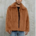 thumbnail image 2 of OGLCCG Mens Faux Fur Coat Winter Warm Shaggy Casual Oversized Lapel Long Sleeve Jackets Outdoor Fashion Fuzzy Outerwear,M,Brown, 2 of 6