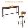 thumbnail image 4 of CQSXDA Industrial Long Bar Table Set with 3 PU Upholstered Bar Stools, Rustic Brown and Black Finish, Kitchen Breakfast Table, 4 of 15