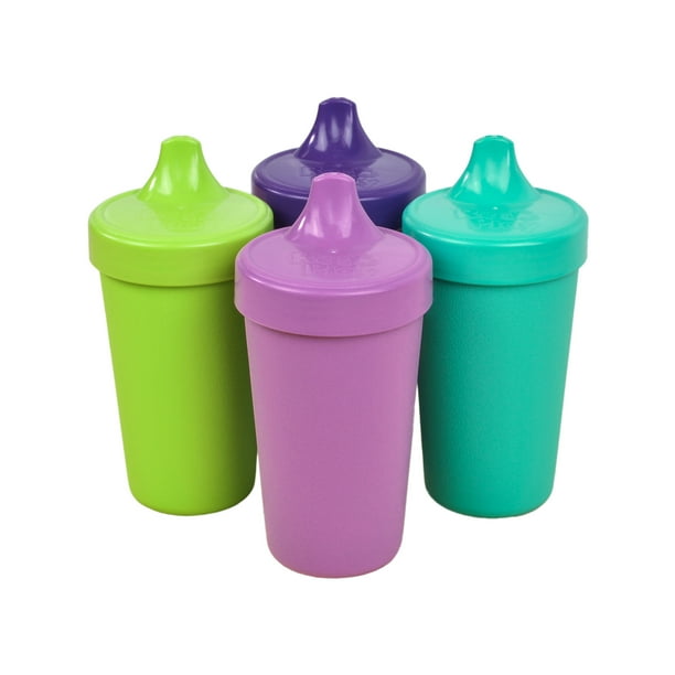 RePlay Made in The USA 4pk No Spill Sippy Cups for Baby, Toddler, and Child Feeding Aqua
