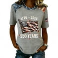 thumbnail image 3 of Youpwaven Women's 250th Anniversary USA 1776-2026 T-Shirt, Patriotic Waving Flag Graphic Top, 250 Years Celebration Independence Day Crew Neck Tee, 3 of 5