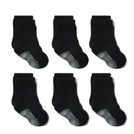 

MuZeFu Kids Non Slip Socks Grip Ankle Sticky Toddler Sock Toddler Kids baby Boys Girls Anti-Slip Knitted Warm Socks Room Socks 6pc