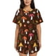thumbnail image 1 of Fotbe Woodland Mushroom Conjunto de Pijama Estampado para Mujer, 2 Piezas, Ropa de Dormir con Camiseta de Manga Corta y Shorts Suaves-Medium, 1 of 6