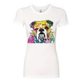 thumbnail image 2 of Wild Bobby Dean Russo Neon Colorful Pug Dog The Bulldog Dog Lover Women Slim Fit Junior Tee, White, XX-Large, 2 of 5