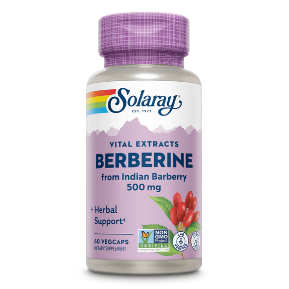 SOLARAY Berberine 500mg - Berberine Supplement for a Healthy, Active Lifestyle - With Berberine HCl from Indian Barberry - Vegan, Non-GMO, 60-Day Guarantee - 60 Servings, 60 VegCaps (60 CT)