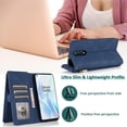 thumbnail image 3 of Compatible with OnePlus 8 OnePlus8 5G UW Tmobile Wallet Case Tempered Glass Screen Protector Zipper Leather Flip Cover Card Holder Stand for One Plus8 1 Plus 1plus One+ 1+ 1+8 Verizon Women Blue, 3 of 7