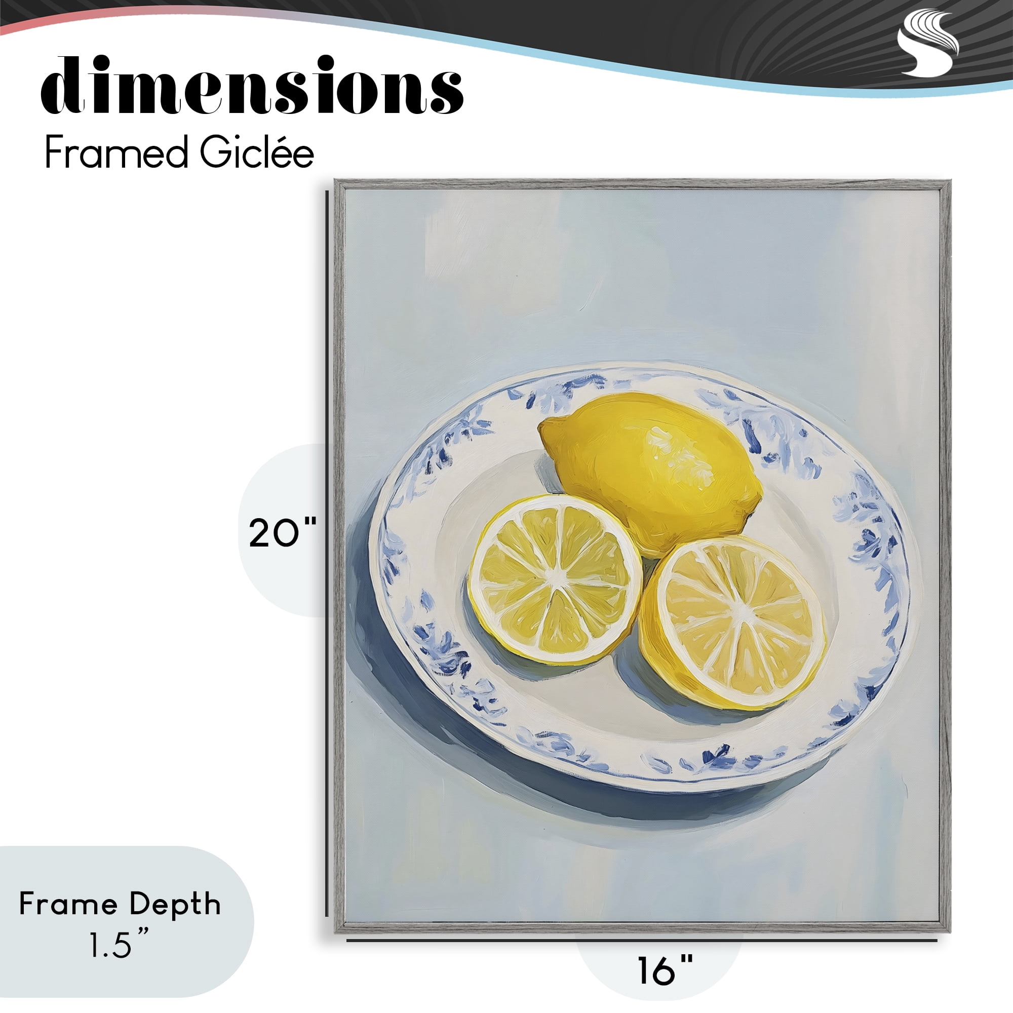 Stupell Industries Plate of Juicy Lemons Gray Framed Giclee Art, design by The Prints Vibe