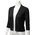 thumbnail image 2 of TheLovely Women's 3/4 Sleeve Solid Open Front Cropped Bolero Shurug Light Cardigan, 2 of 5