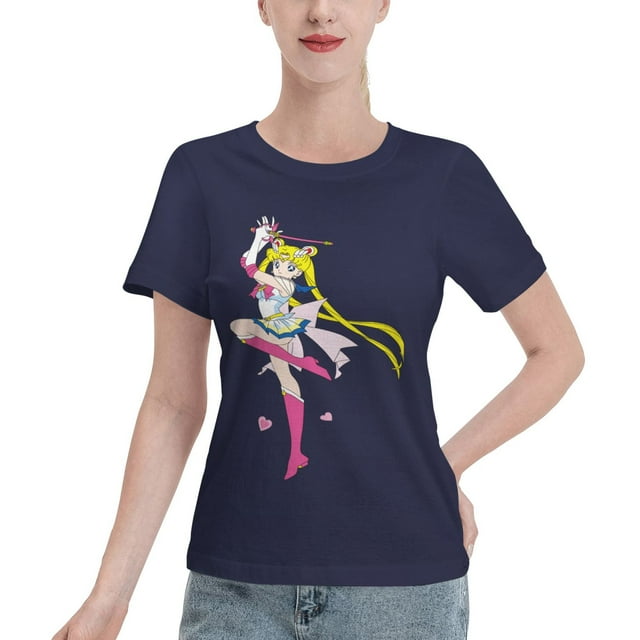 Women's Basic Short Sleeve T-Shirt Sailor Moon Moon Hare