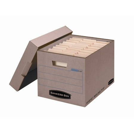 Bankers Box® Mystic™ Storage Boxes With Lift-Off Lids, Letter/Legal Size, 10" x 12" x 15", 85% Recycled, Kraft, Case Of