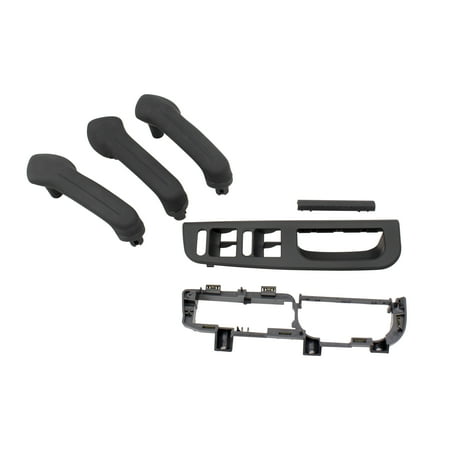 - Black 4 Piece Kit of 3 Inside Door Grab Handles w/ Master Window Switch Bezel Plate & Trim Set Replacement for VW Golf Jetta